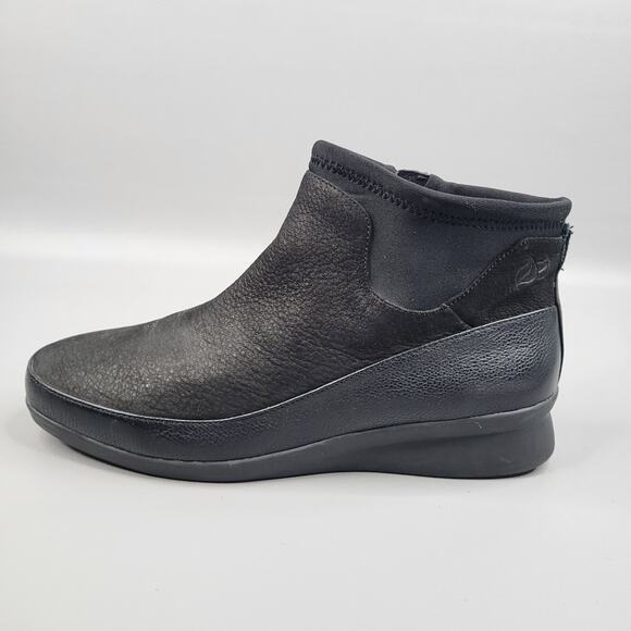 Nurture Women's Booties Boot Black Ankle Wedge Strch Zip Leather 6.5 M Read - Picture 2 of 11